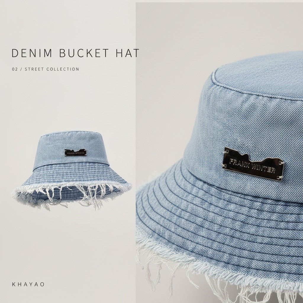 Distressed Bucket Unisex Casual Sun Hat for Spring