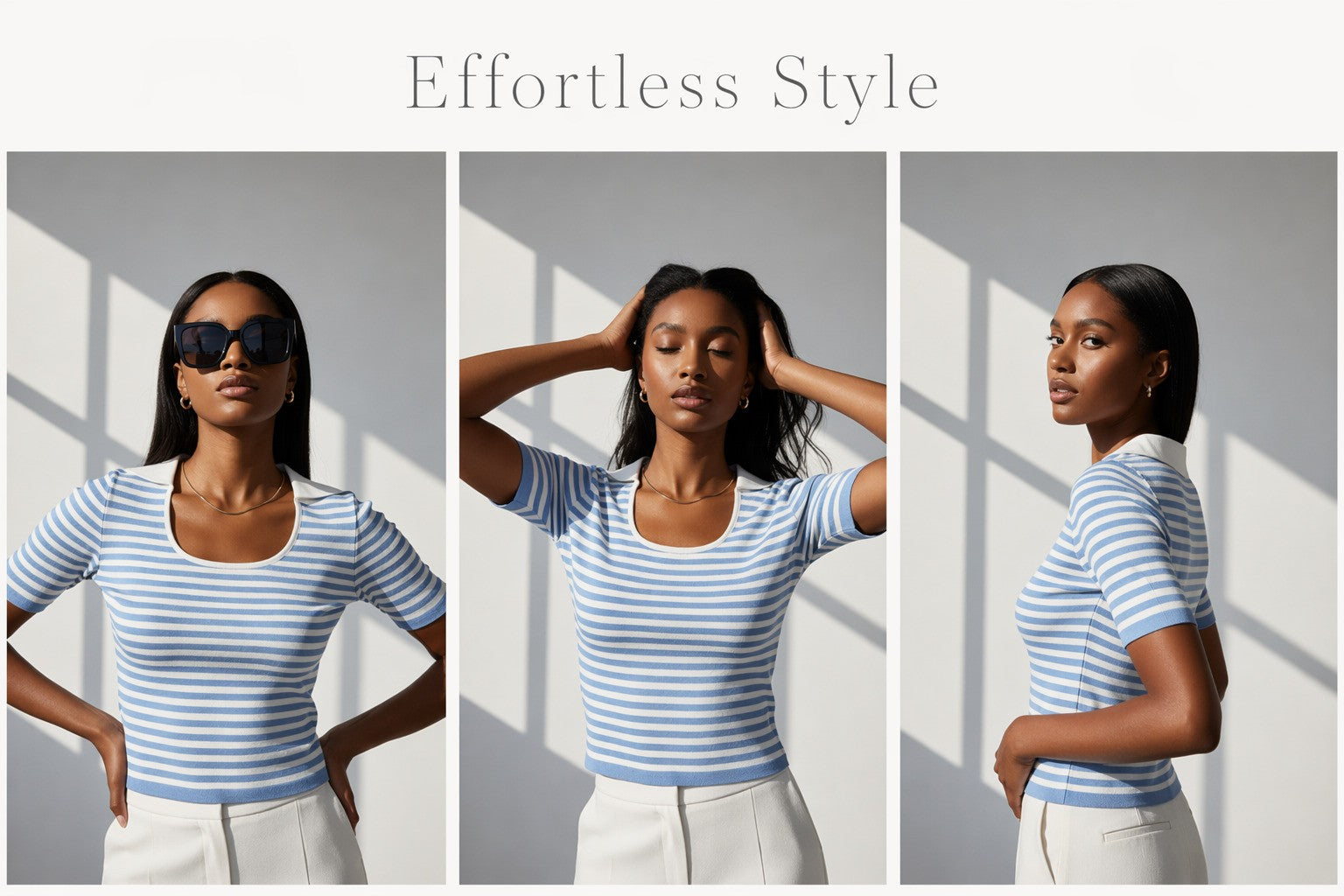Women's Cool Striped Knit Tee 100% Cotton T-Shirt