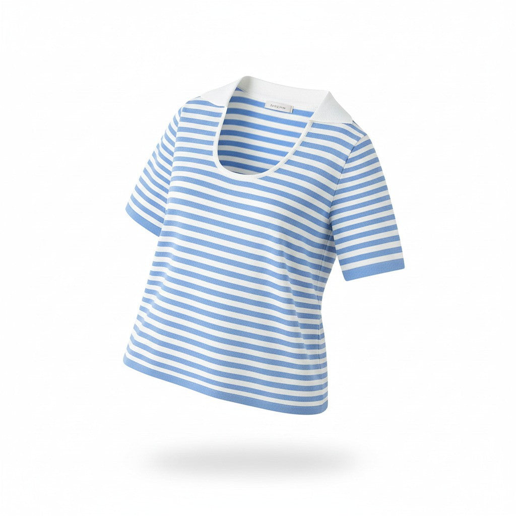 Women's Cool Striped Knit Tee 100% Cotton T-Shirt