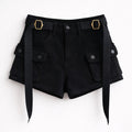 Spring Summer Slim Fit High Women’s Cargo Jean Shorts