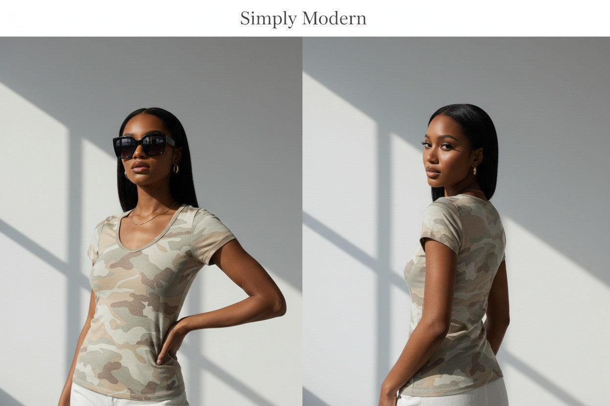 Women's Camo Slim Cotton T-Shirt Streetwear Summer