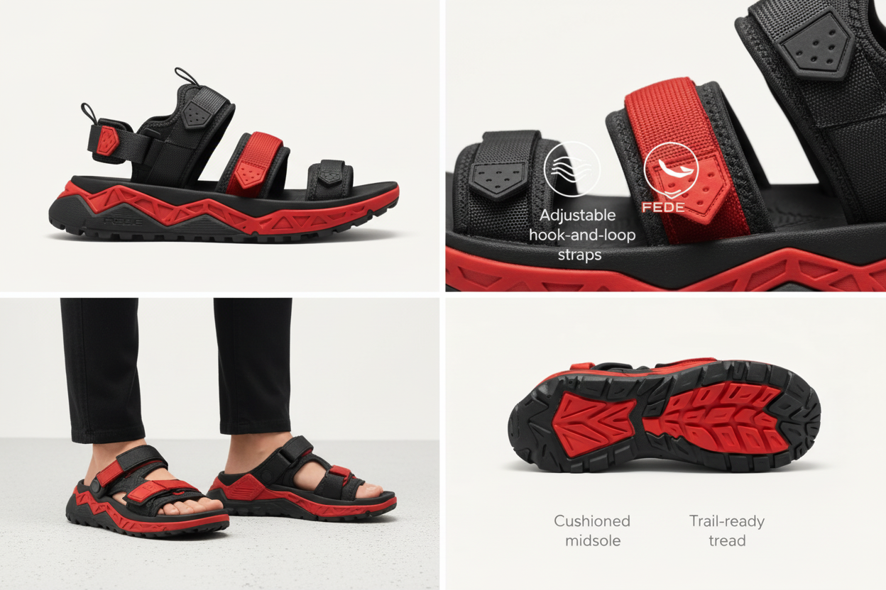 Fixed Product Features - Black Red Sandals