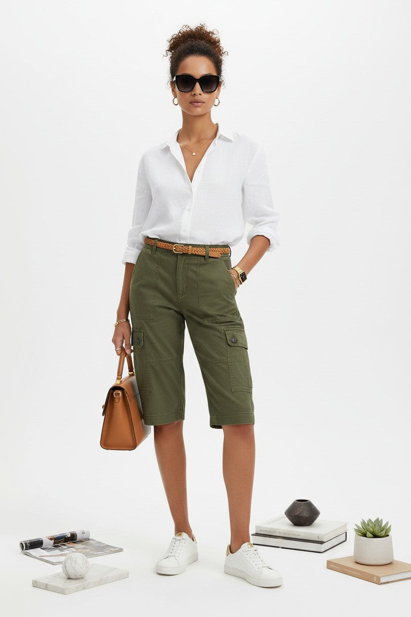 Women’s Camo Cargo Shorts  Modern Outdoor Silhouette