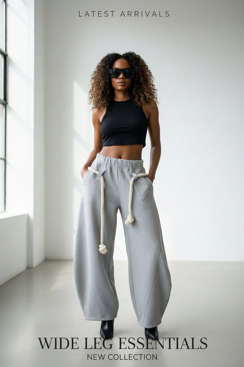 Women’s High-Waist Wide-Leg Pants Woven Bandage