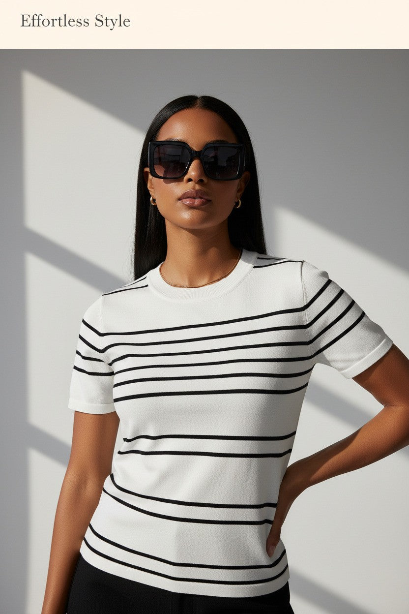 Women’s Casual Striped Tee Soft Cotton Essential