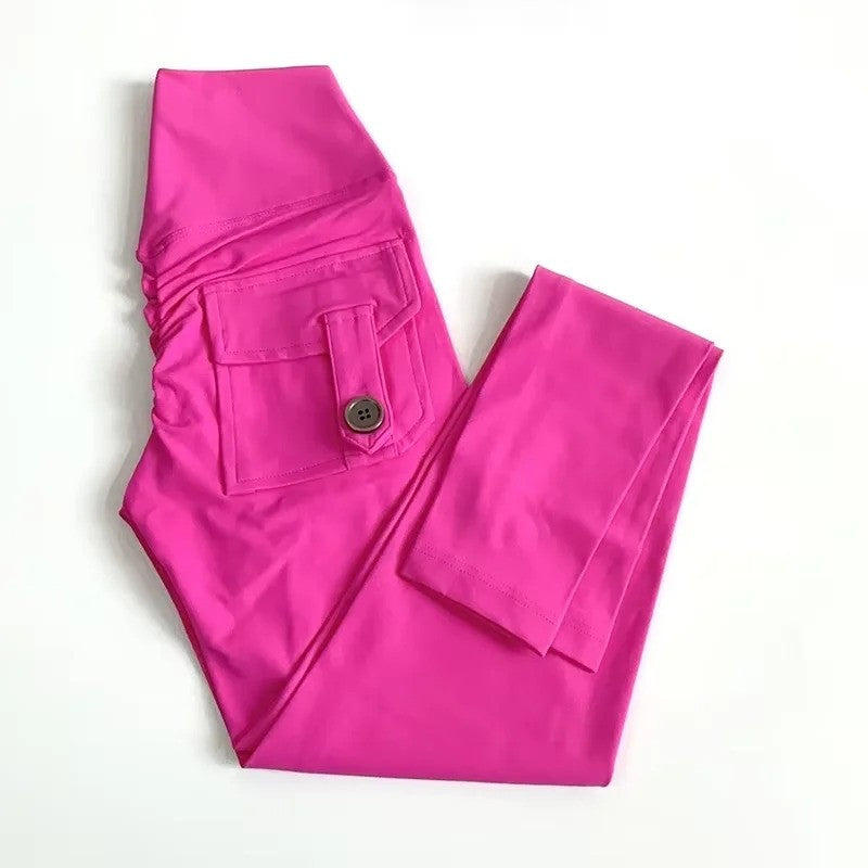 Seamless High Waist Sports Leggings with Pockets