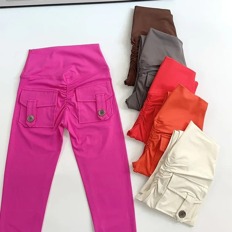 Seamless High Waist Sports Leggings with Pockets