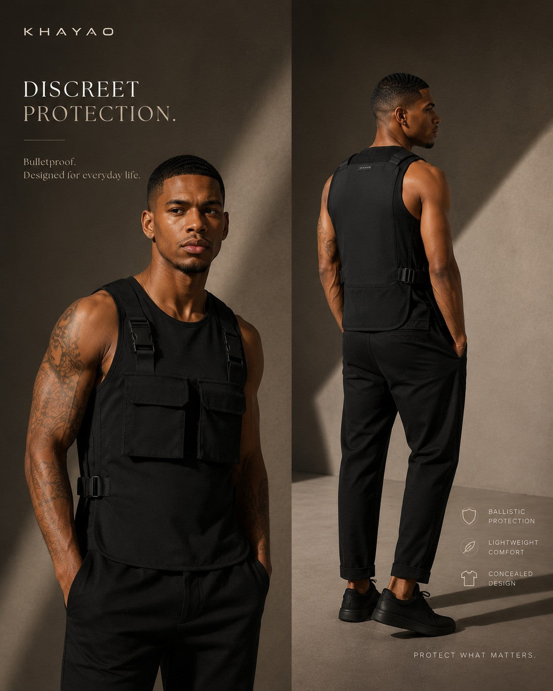 Tactical Style Relaxed Sleeveless Utility Streetwear Shirt