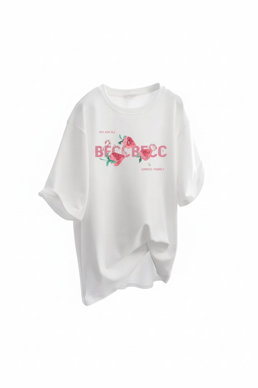 Women’s Loose Fit Strawberry Graphic Soft Cotton