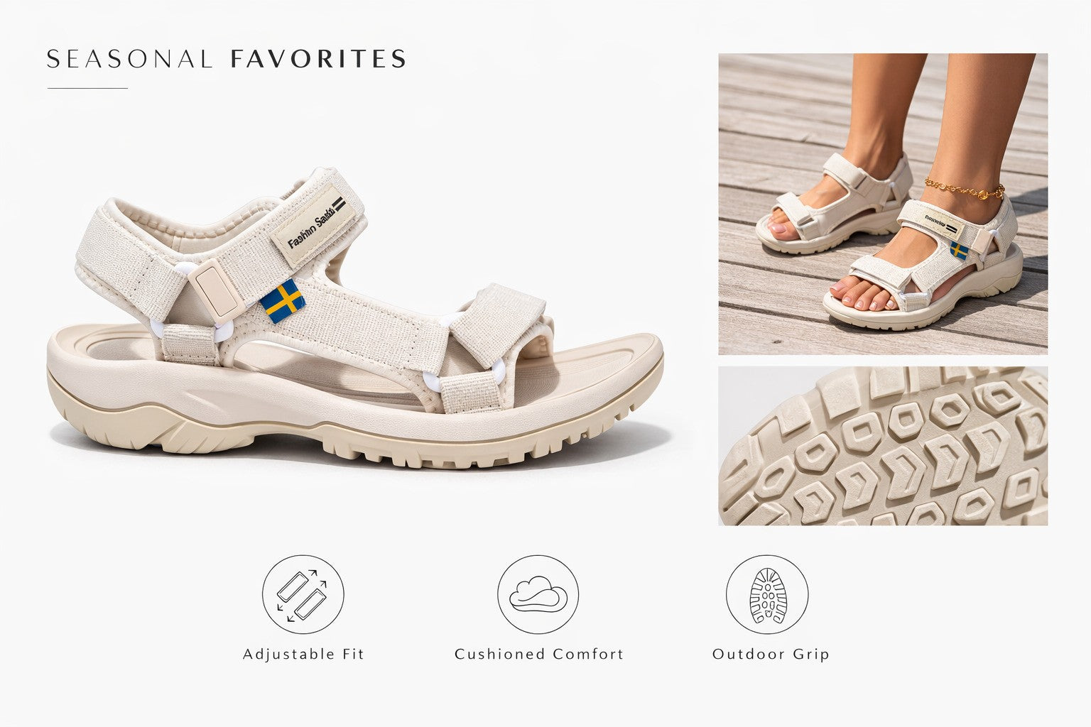 Women's Casual Beach Sandals  Lightweight Summer Slip-On