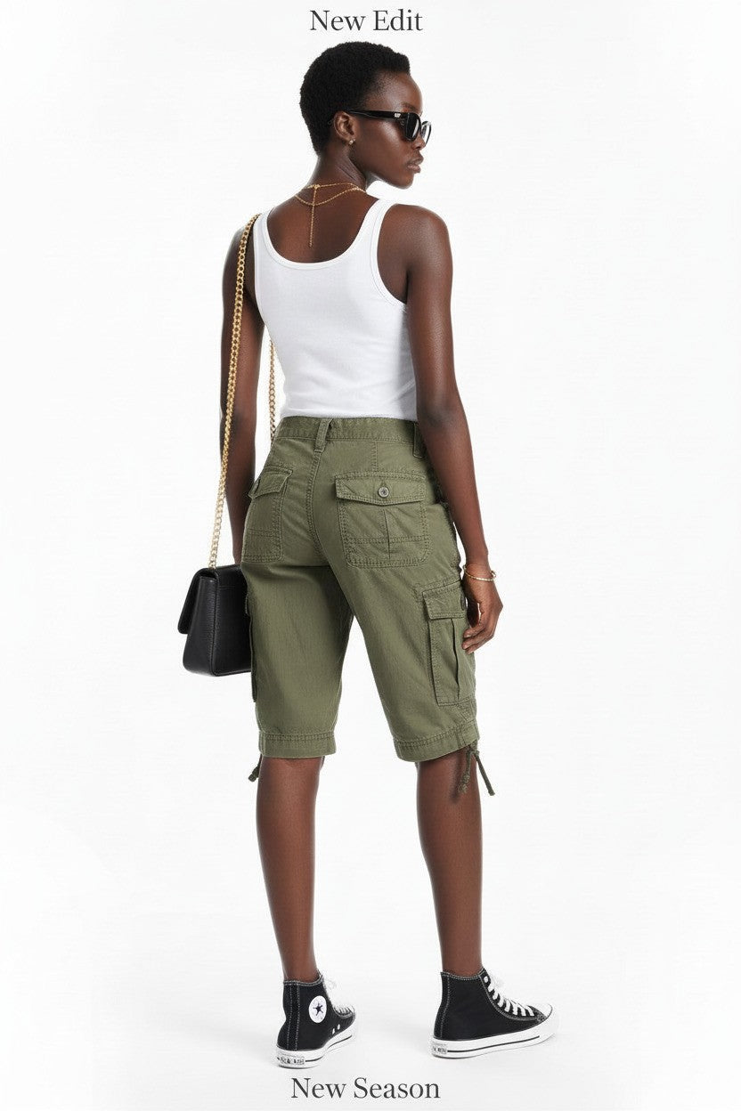 Women’s Camo Cargo Shorts  Modern Outdoor Silhouette