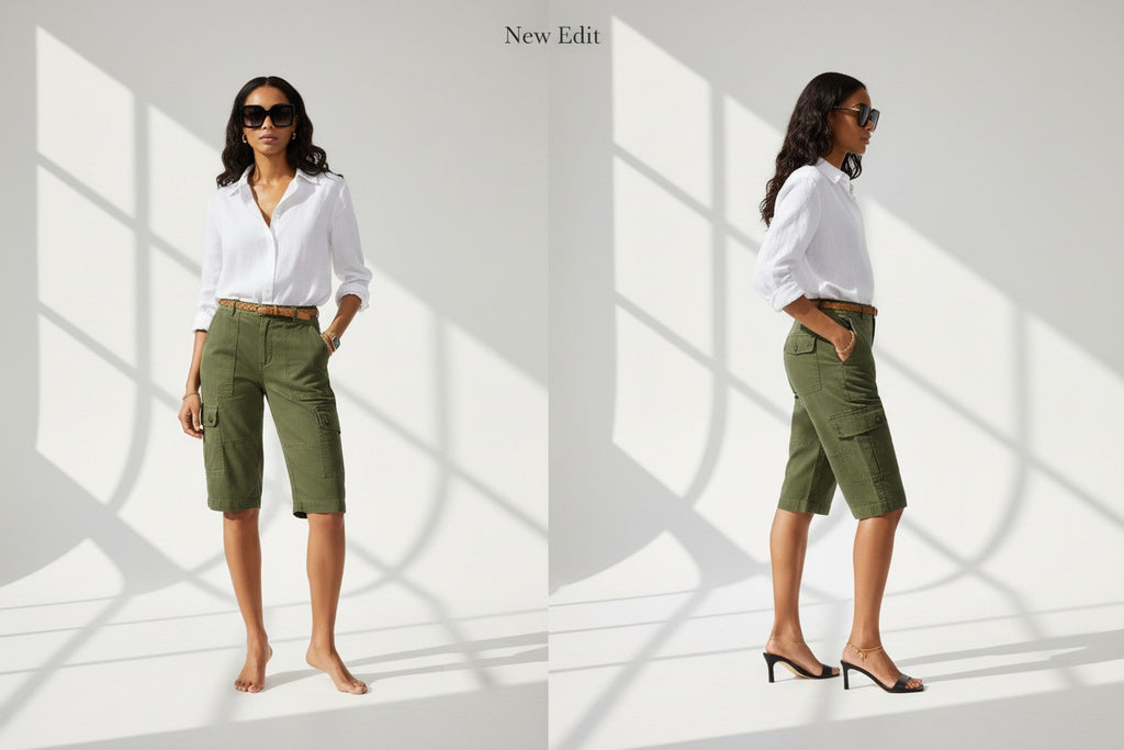 Women’s Camo Cargo Shorts  Modern Outdoor Silhouette