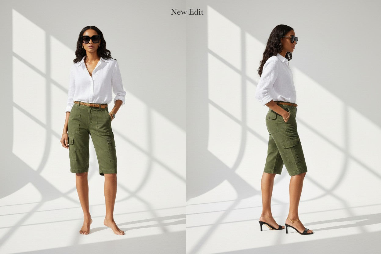 Women’s Camo Cargo Shorts  Modern Outdoor Silhouette